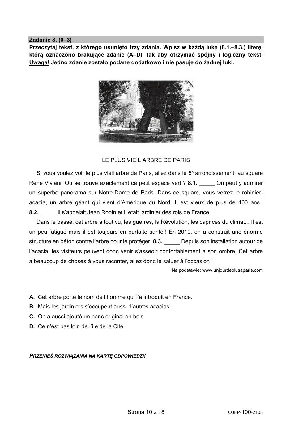 arkusz - francuski - egzamin ósmoklasisty 2021 próbny-10