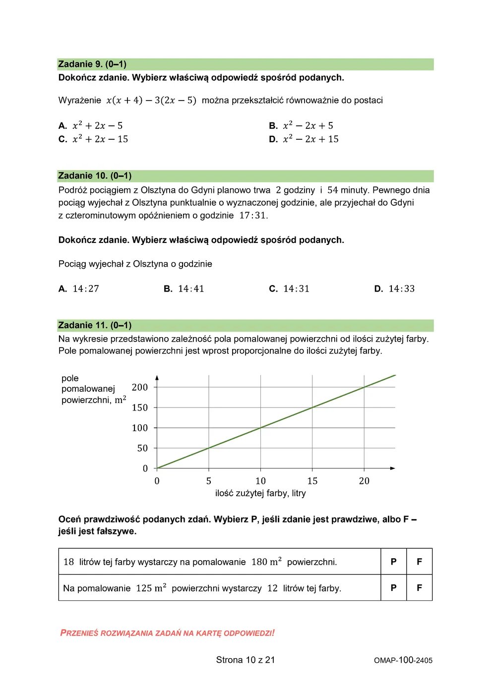 arkusz - matematyka - egzamin ósmoklasisty 2024 - 0010