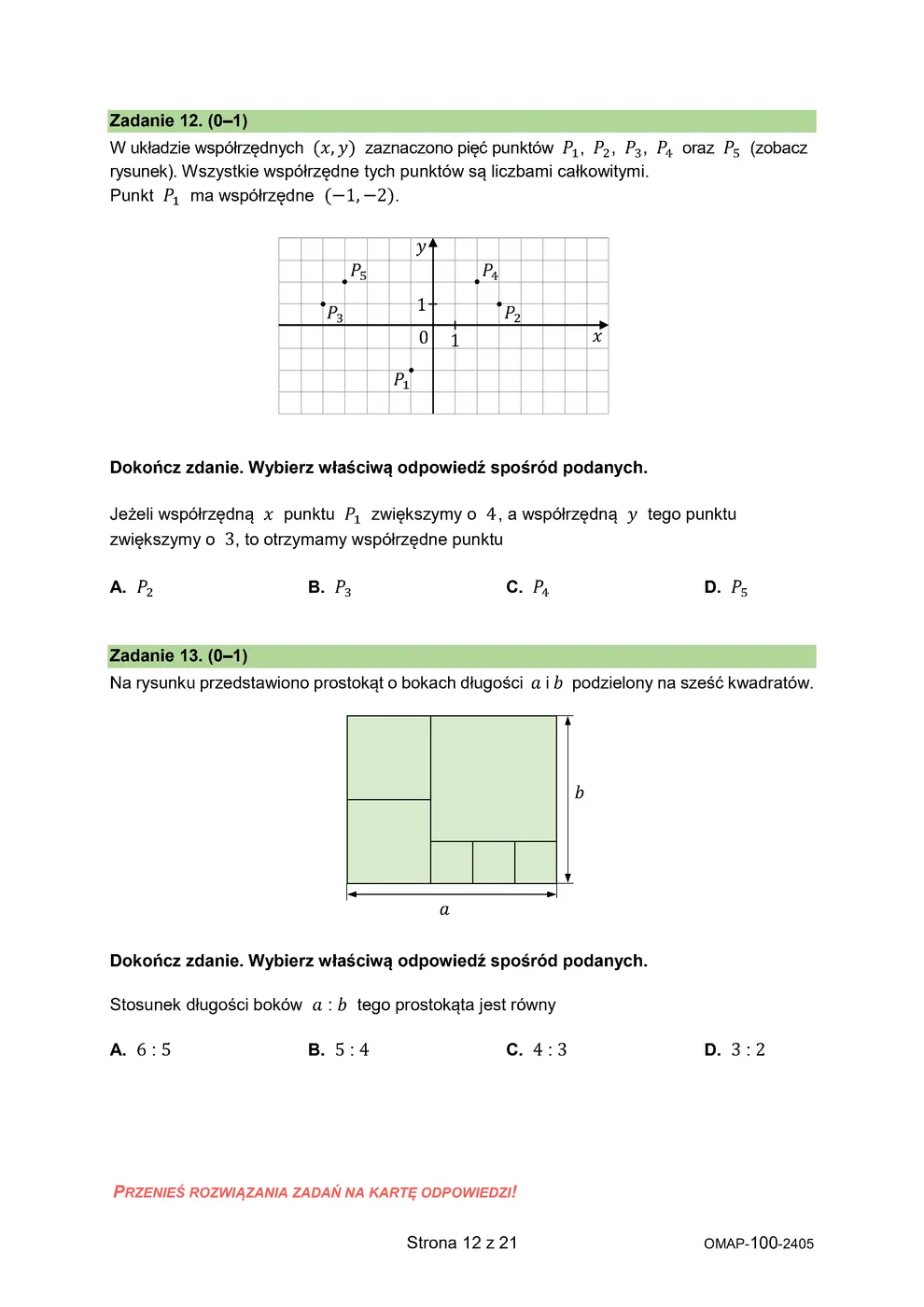 arkusz - matematyka - egzamin ósmoklasisty 2024 - 0012