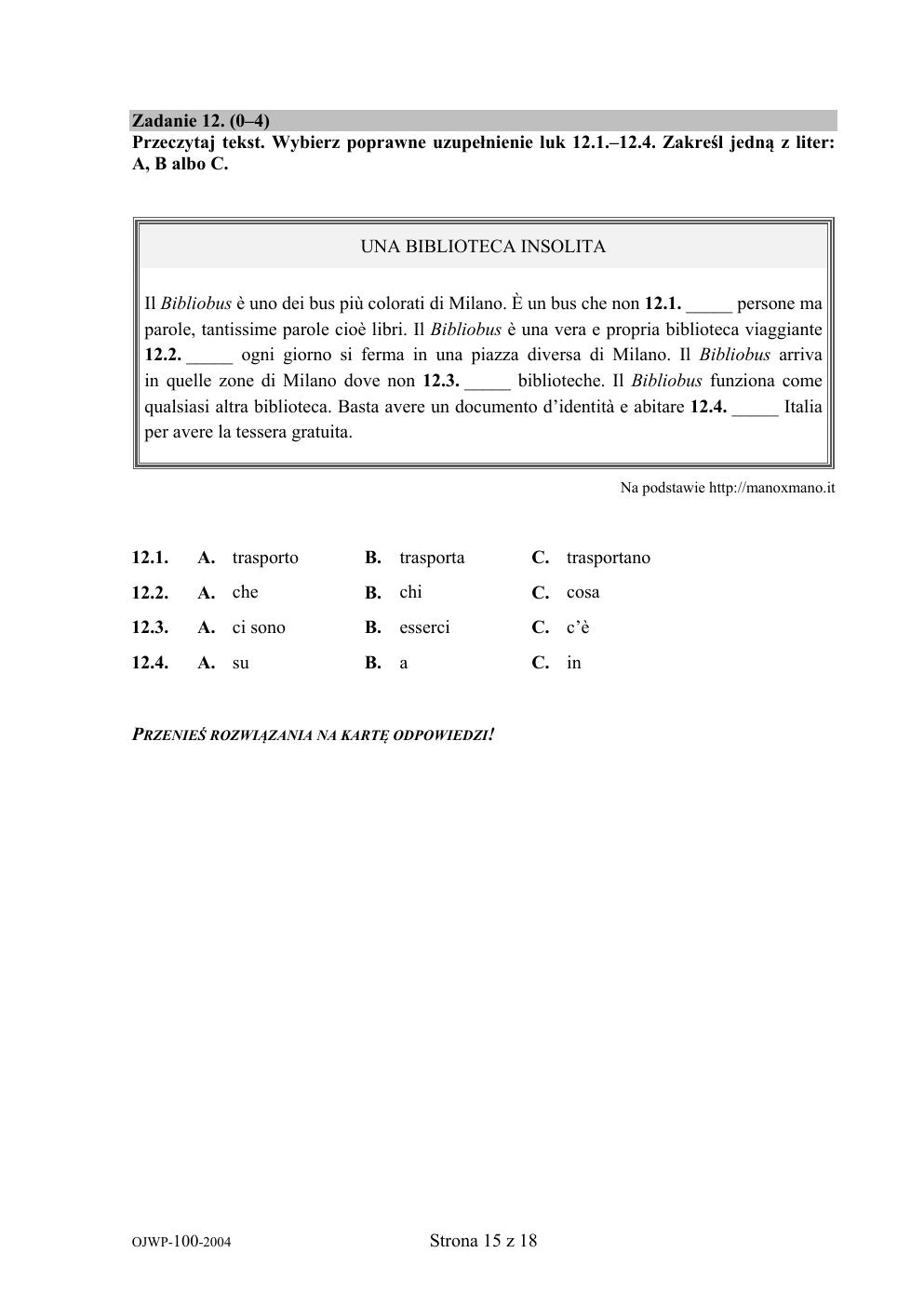 arkusz - włoski - egzamin ósmoklasisty 2020-15