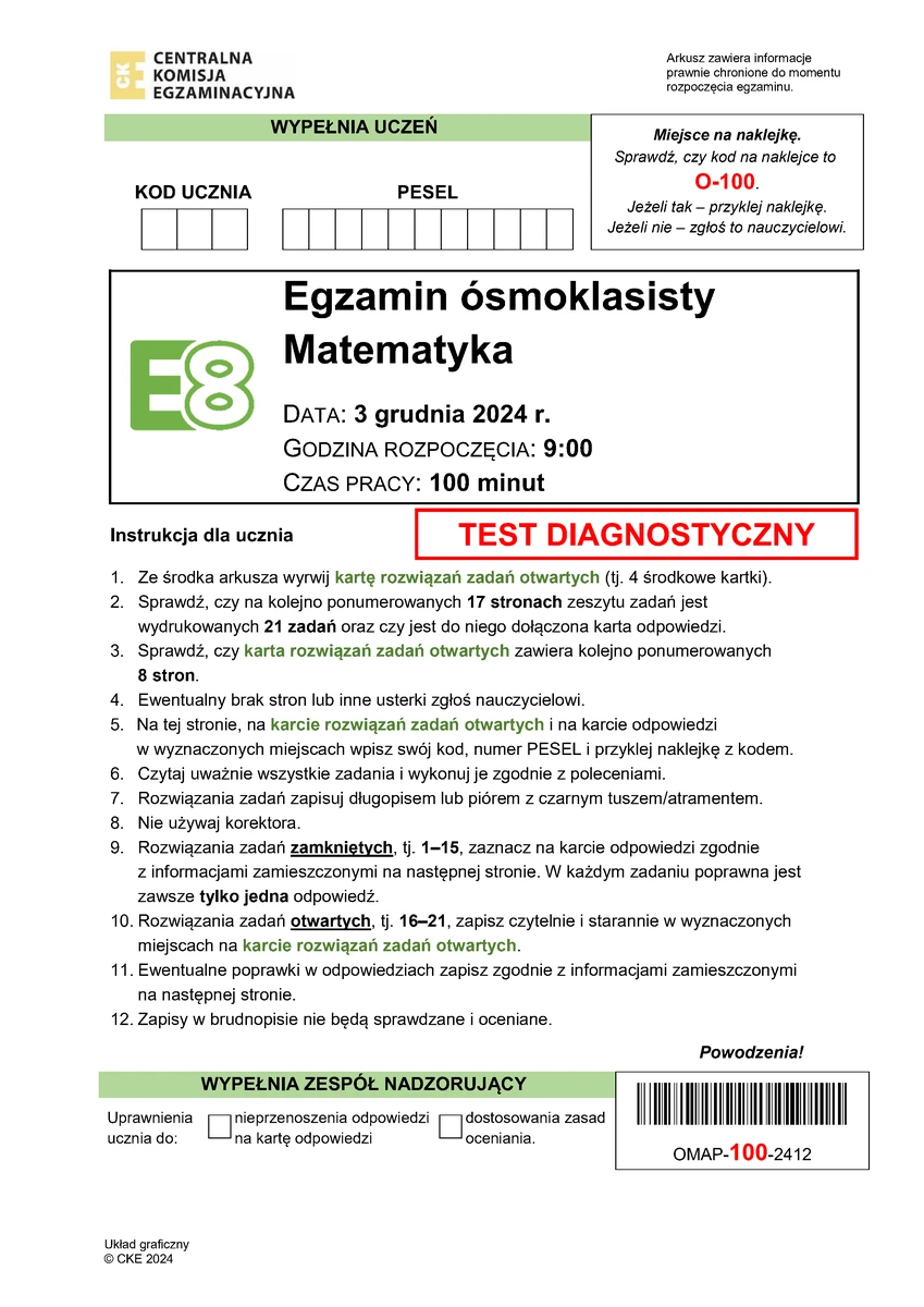 arkusz - matematyka - egzamin ósmoklasisty 2025 - próbny - 0001