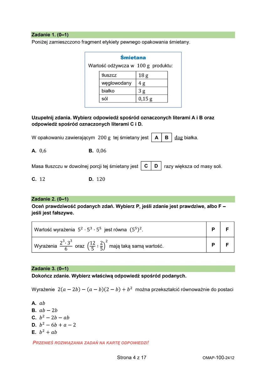 arkusz - matematyka - egzamin ósmoklasisty 2025 - próbny - 0004