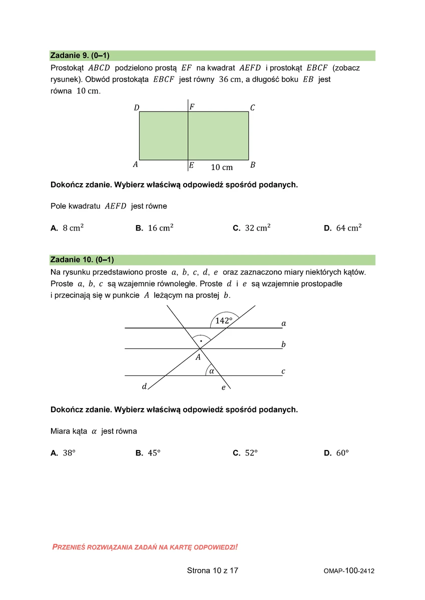 arkusz - matematyka - egzamin ósmoklasisty 2025 - próbny - 0010