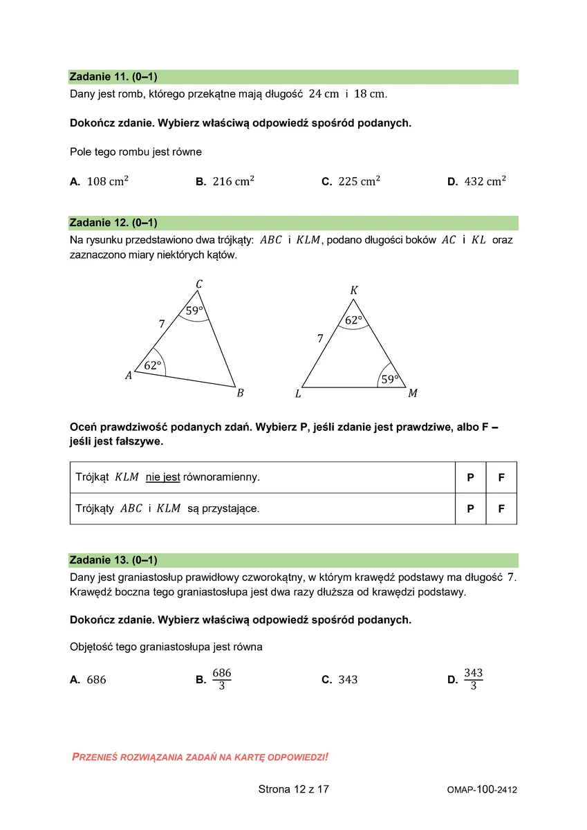 arkusz - matematyka - egzamin ósmoklasisty 2025 - próbny - 0012